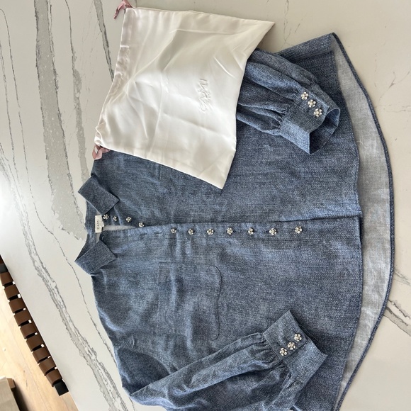 CAMI NYC Belkis Linen/Cotton Denim Button up Shirt- SzL - Picture 5 of 13